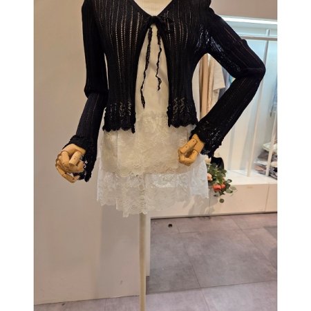 앞 끈 브이넥 슬림 가디건