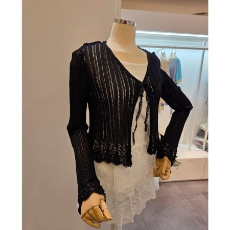 앞 끈 브이넥 슬림 가디건