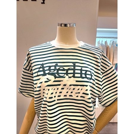 스트라이프 5부소매 맨투맨티셔츠