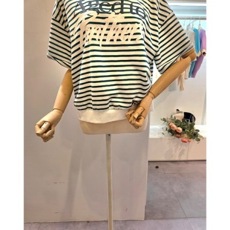 스트라이프 5부소매 맨투맨티셔츠