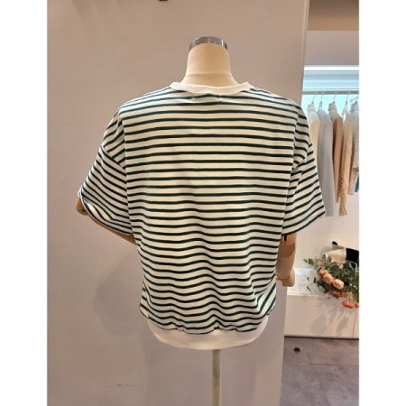 스트라이프 5부소매 맨투맨티셔츠