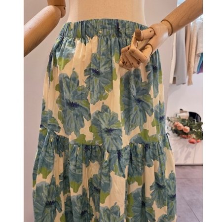 플라워 밴딩 롱 스커트