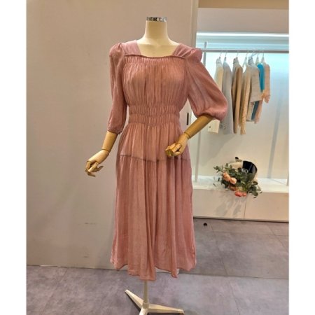 스퀘어넥 셔링 원피스