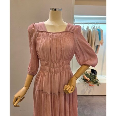 스퀘어넥 셔링 원피스