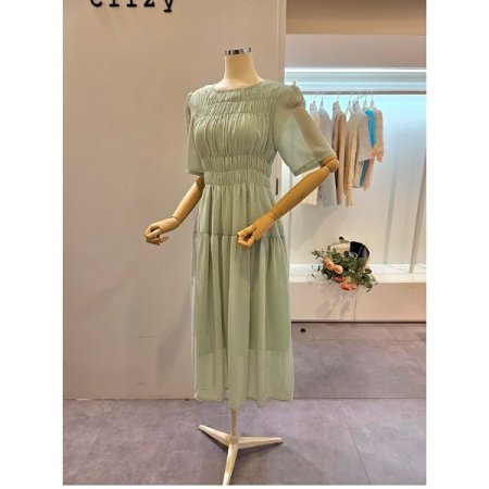 도트 셔링 원피스