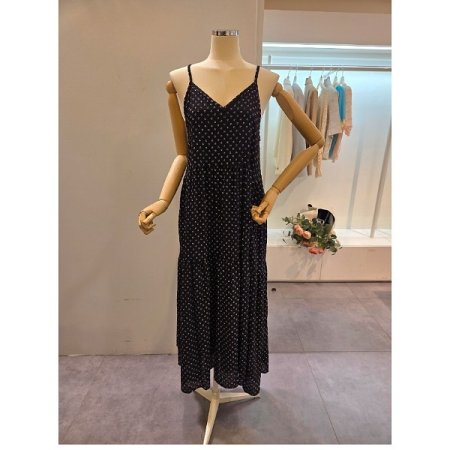 잔꽃 끈 롱 원피스