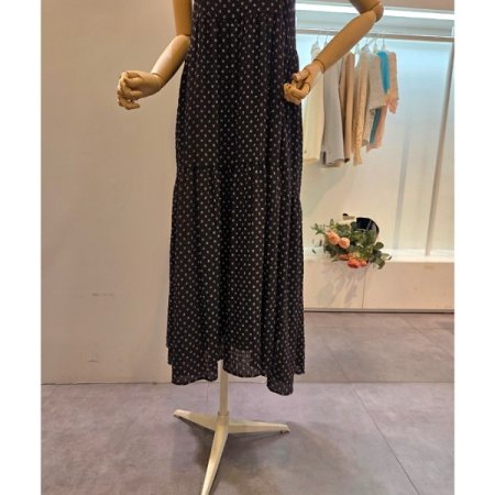 잔꽃 끈 롱 원피스