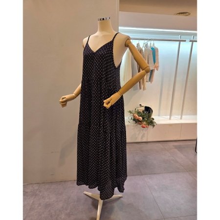 잔꽃 끈 롱 원피스