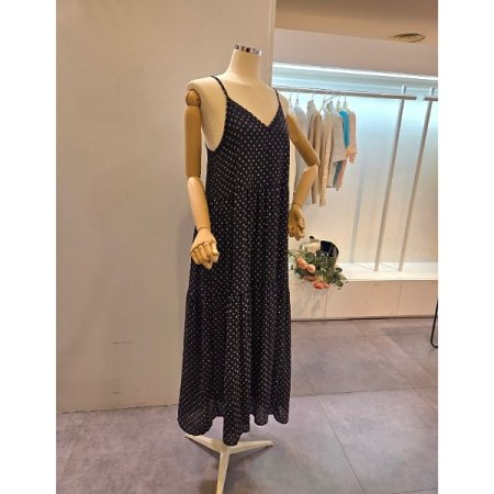 잔꽃 끈 롱 원피스