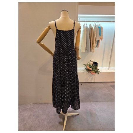 잔꽃 끈 롱 원피스