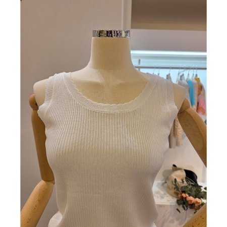 민소매 골지 니트 티셔츠