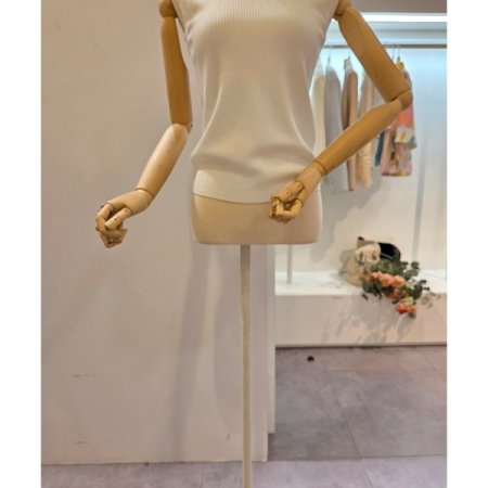 민소매 골지 니트 티셔츠