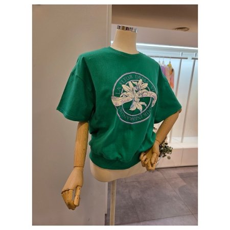 플라워 프린팅 라운드 티셔츠