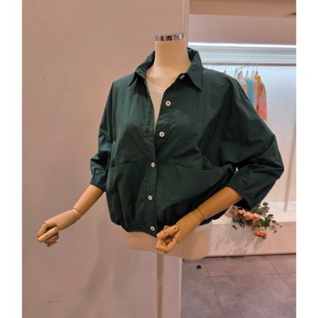 밑단 밴딩 루즈핏 셔츠