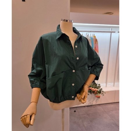 밑단 밴딩 루즈핏 셔츠