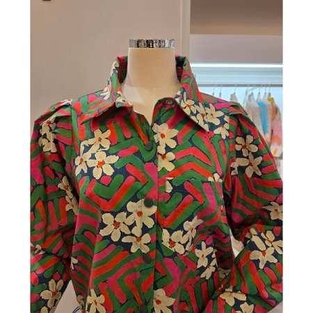 양 스트링 프린트 셔츠