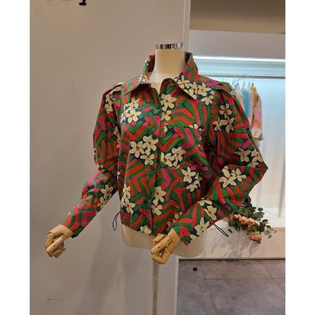 양 스트링 프린트 셔츠