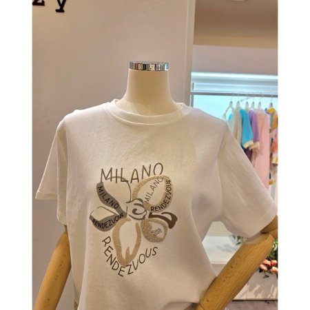 밑단 스트링 배색 티셔츠