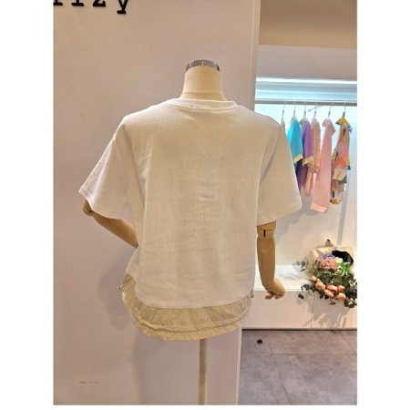 밑단 스트링 배색 티셔츠