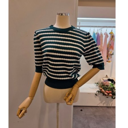 퍼프 물결배색 니트