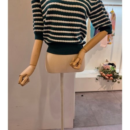 퍼프 물결배색 니트