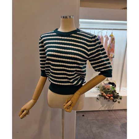 퍼프 물결배색 니트