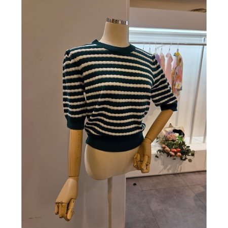 퍼프 물결배색 니트