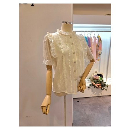 양 프릴 레이스 블라우스