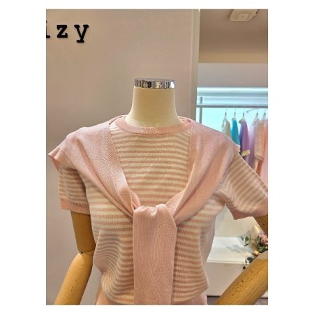 니트어깨숄 스트라이프 니트