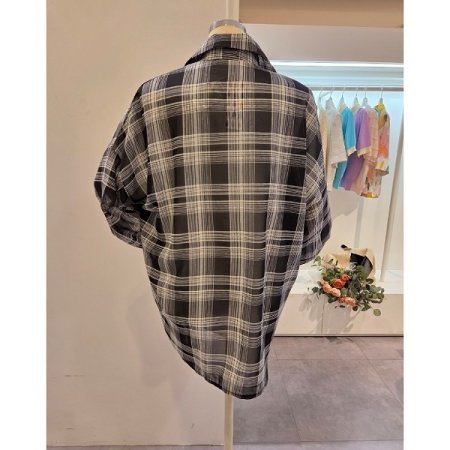 카라 체크 루즈핏 셔츠