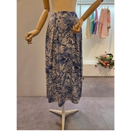 뒷밴딩 프린트 스커트