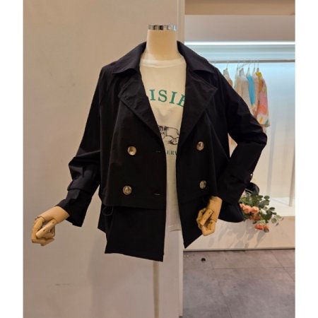 더블 스트링 트렌치 자켓