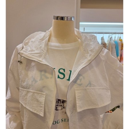 후드넥 포켓 스트링 점퍼