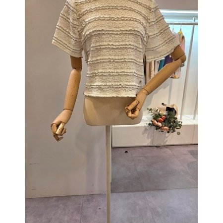 물결 배색 레이스 티셔츠