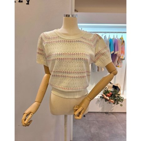 잔꽃 반팔 니트