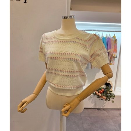 잔꽃 반팔 니트