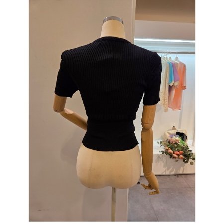 골지 트임 반팔 니트