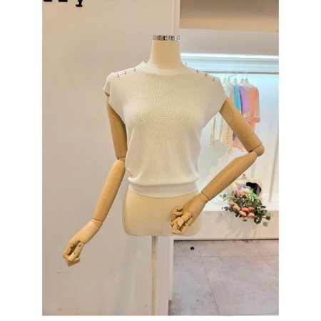 어깨장식 캡소매 니트