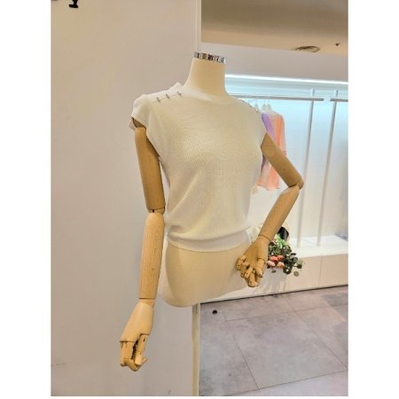 어깨장식 캡소매 니트