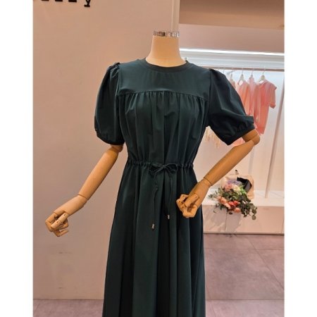 퍼프 소매 스트링 원피스