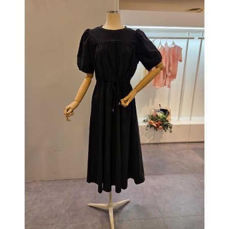 퍼프 소매 스트링 원피스