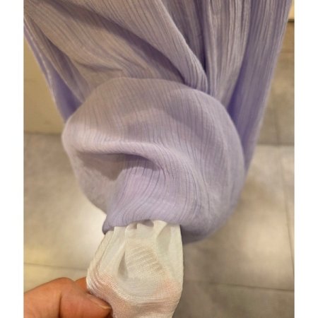 7부소매 스모크 셔링 원피스