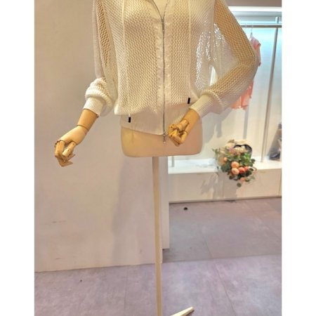 후드 그물망 가디건