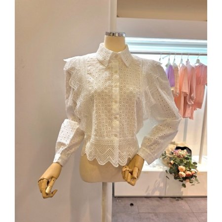 양 레이스 펀칭 블라우스