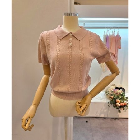 미니 짜임 카라 니트