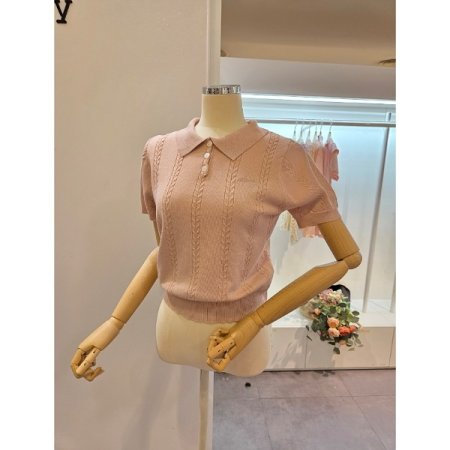 미니 짜임 카라 니트