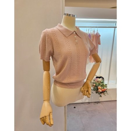 미니 짜임 카라 니트