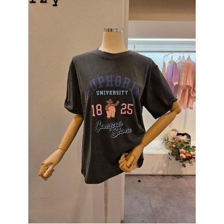 영문 레터링 라운드 티셔츠