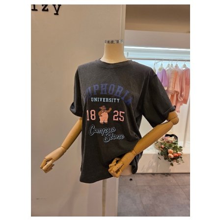 영문 레터링 라운드 티셔츠