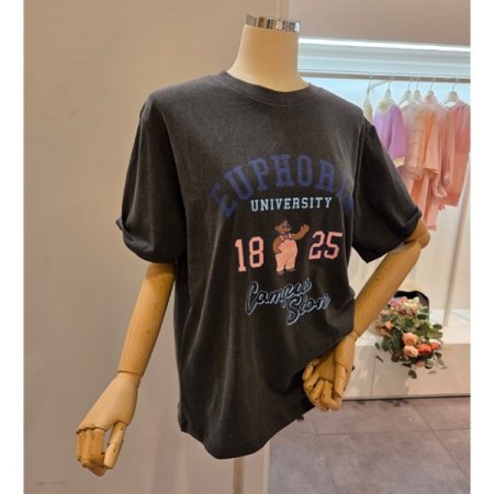 영문 레터링 라운드 티셔츠